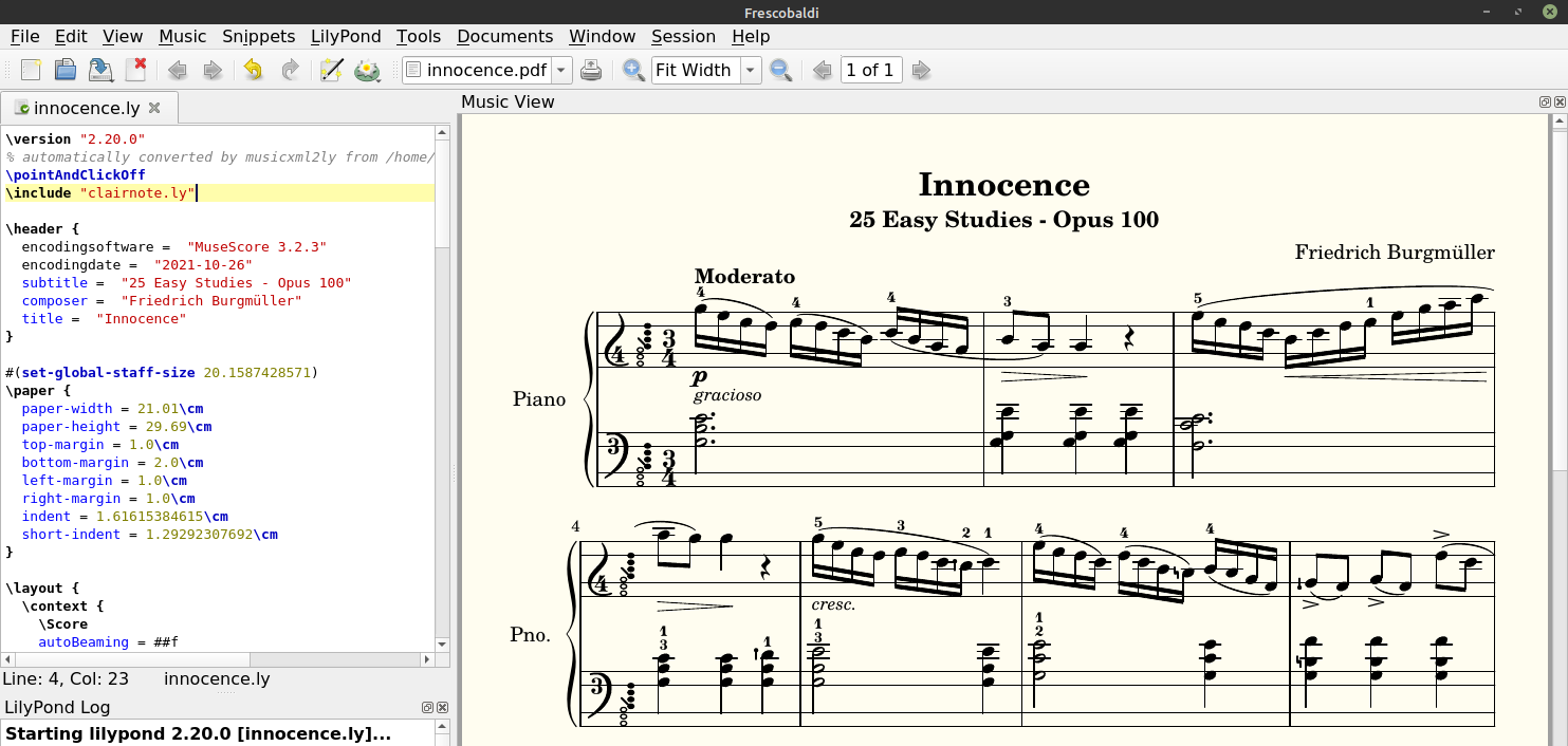 Burgmüller's Innocence in Frescobaldi in Clairnote SN
