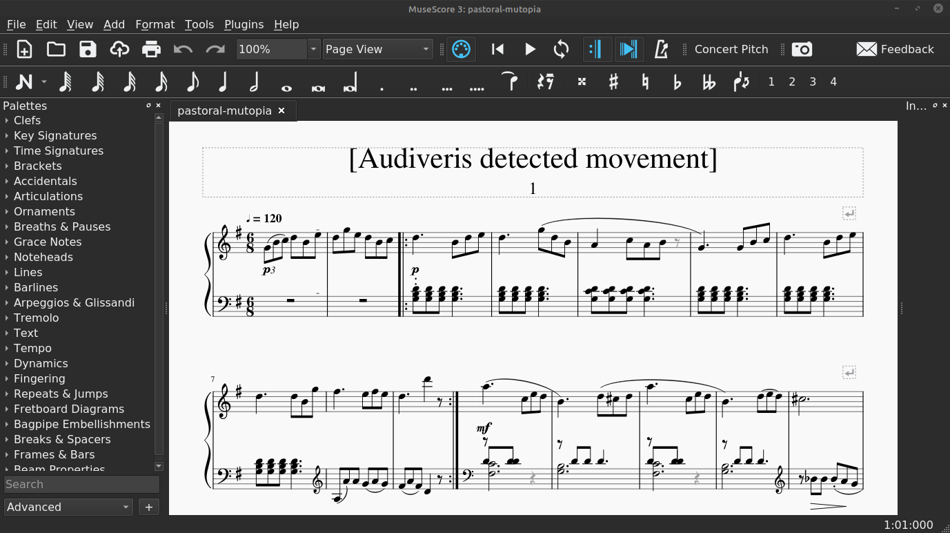 MuseScore screenshot with La Pastorale