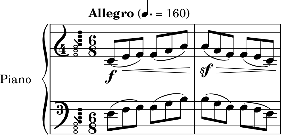 Tarantella measures 1-2 with incorrect key signature