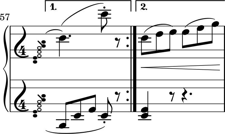 Tarantella measures 57-58 with correct repeat sign