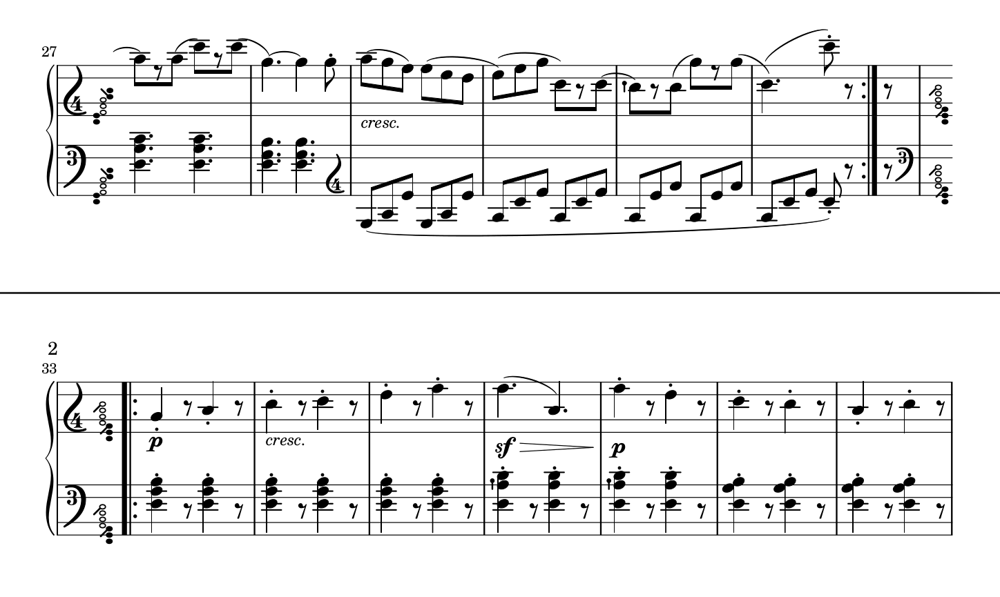 Tarantella page break aligned with key change