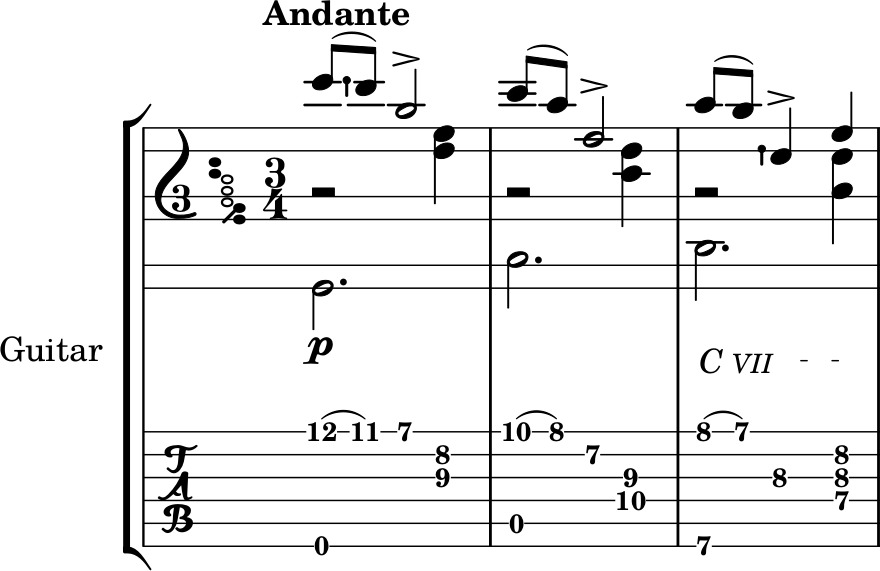 Adelita measures 1-3 with capo text added